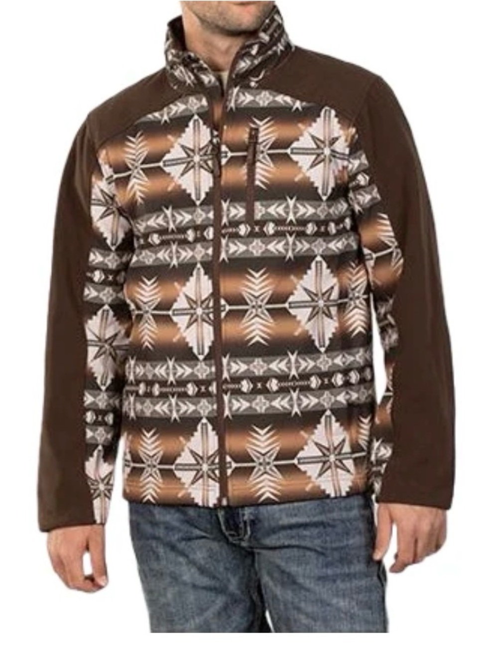 Powder River Outfitters Men’s Aztec Dark Brown Shell Jacket